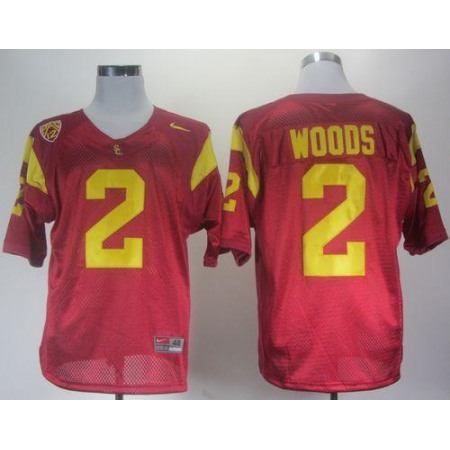 Trojans #2 Robert Woods Red With Pac-12 Patch Stitched NCAA Jersey