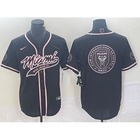 Men's Inter Miami CF Black Team Big Logo Cool Base Stitched Jersey