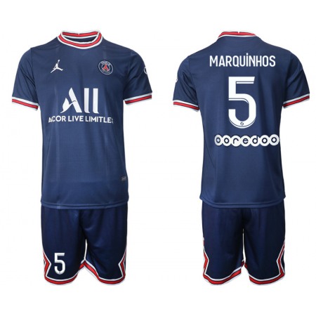 Men's Paris Saint-Germain #5 Marquinhos 2021/22 Blue Soccer Jersey