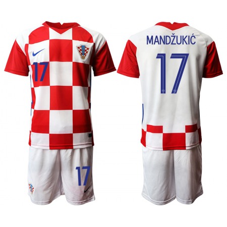 Croatia #17 Mandzukic Home Kid Soccer Country Jersey