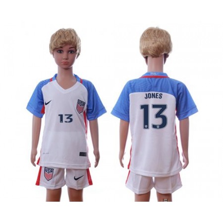 USA #13 Jones Home Kid Soccer Country Jersey