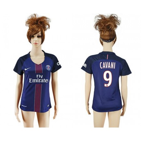 Women's Paris Saint-Germain #9 Cavani Home Soccer Club Jersey