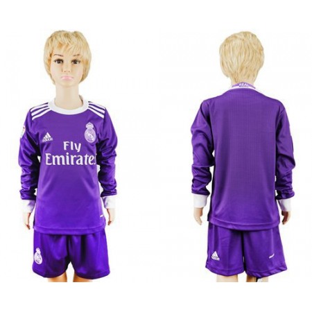 Real Madrid Blank Away Long Sleeves Kid Soccer Club Jersey