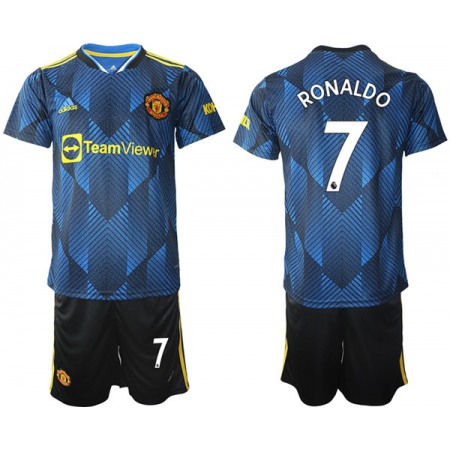 Men's Manchester United #7 Cristiano Ronaldo Blue Away Soccer Jersey Suit