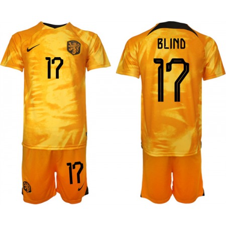 Men's Netherlands #17 Blind Orange Home Soccer Jersey Suit