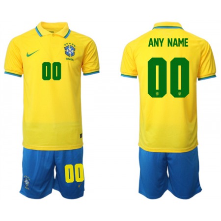 Men's Brazil Custom Yellow 2022 FIFA World Cup Home Soccer Jersey Suit