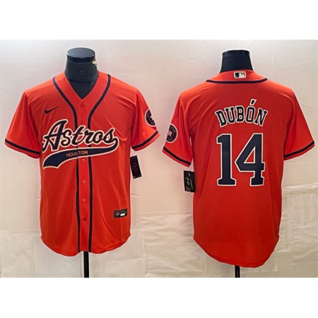 Men's Houston Astros #14 Mauricio Dubon Orange With Patch Cool Base Stitched Baseball Jersey