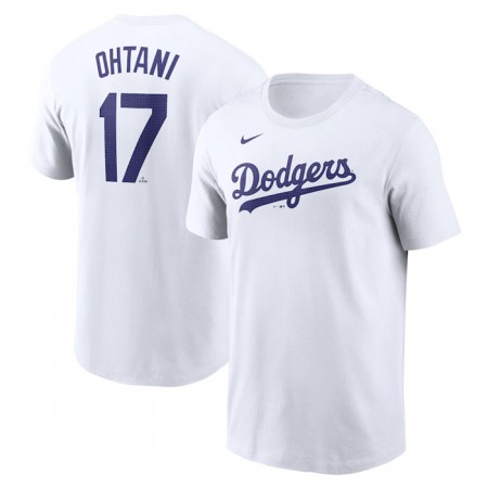 Men's Los Angeles Dodgers #17 Shohei Ohtani White 2024 Fuse Name & Number T-Shirt