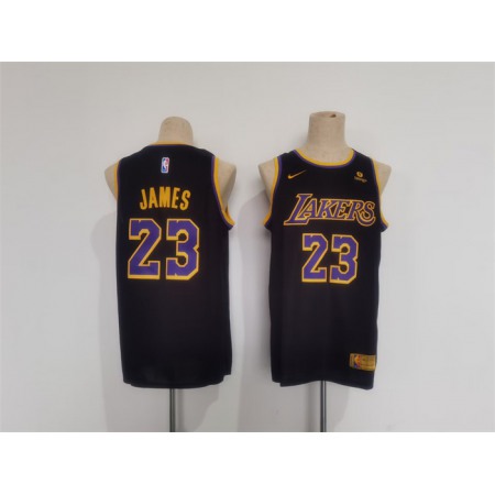 Men's Los Angeles Lakers #23 LeBron James Black Stitched Basketball Jersey