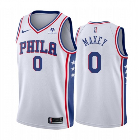 Men's Philadelphia 76ers #0 Tyrese Maxey White Association Edition Stitched Jersey