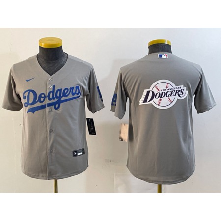 Women's Los Angeles Dodgers Grey Team Big Logo Stitched Jersey(Run Small)