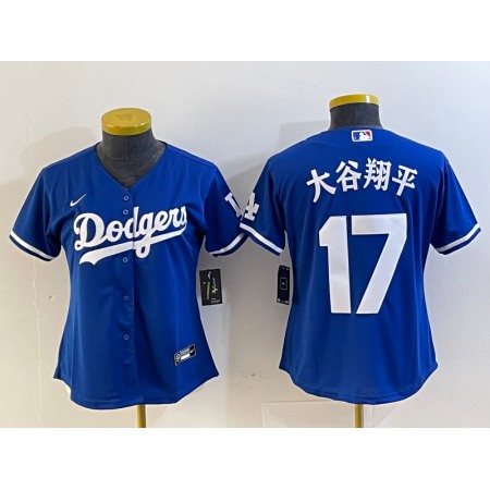 Women's Los Angeles Dodgers #17 Shohei Ohtani Blue Stitched Jersey(Run Small)