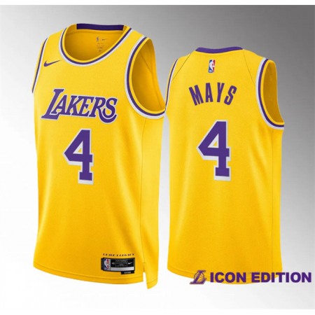 Men's Los Angeles Lakers #4 Skylar Mays Yellow Icon Edition Stitched Basketball Jersey