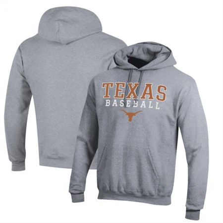 Men's Texas Longhorns Grey Stack Logo Baseball Powerblend Pullover Hoodie