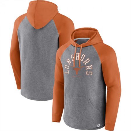 Men's Texas Longhorns Orange/Heather GrayWrap Up Raglan Pullover Hoodie