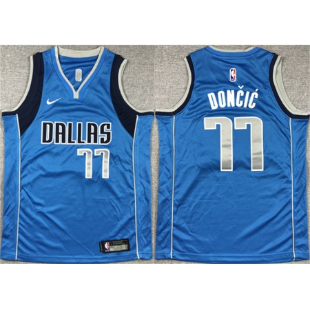 Youth Dallas Mavericks #77 Luka Doncic Blue Stitched Basketball Jersey