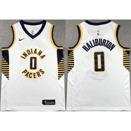 Youth Indiana Pacers #0 Tyrese Haliburton White Association Edition Stitched Basketball Jersey