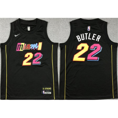 Youth Miami Heat #22 Jimmy Butler Black City Edition Stitched Jersey