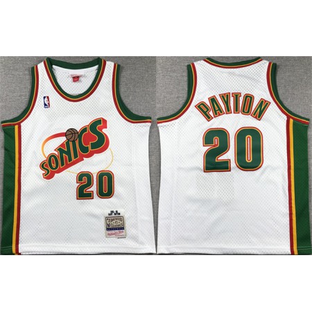 Youth Oklahoma City Thunder #20 Gary Payton White Stitched Basketball Jersey