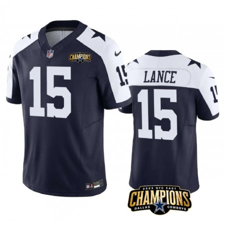 Men's Dallas Cowboys #15 Trey Lance Navy/White 2023 F.U.S.E. NFC East Champions Patch Stitched Football Jersey