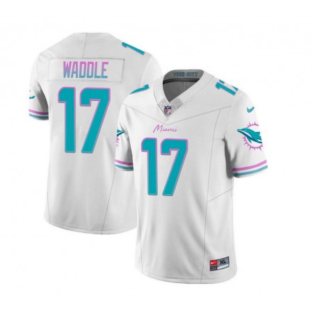 Men's Miami Dolphins #17 Jaylen Waddle White 2023 F.U.S.E Vapor Limited Stitched Football Jersey