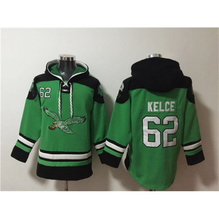 Men's Philadelphia Eagles #62 Jason Kelce Green Ageless Must-Have Lace-Up Pullover Hoodie