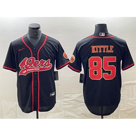 Men's San Francisco 49ers #85 George Kittle Black With Patch Cool Base Stitched Baseball Jersey