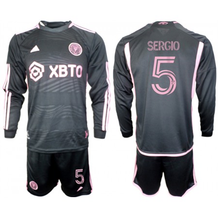 Men's Inter Miami CF #5 sergio 2023/24 Black Away Soccer Jersey Suit