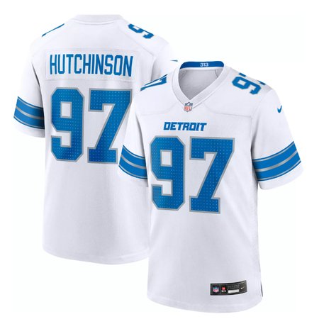 Detroit Lions Nike Road Game Jersey #97 Aidan Hutchinso Mens