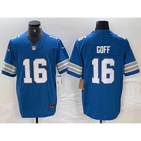 Detroit Lions Nike Home Game Jersey Blue #16 Jared Goff Mens