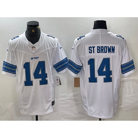 Detroit Lions Nike Road Game Jersey White #14 Amon-Ra St. Brown Mens