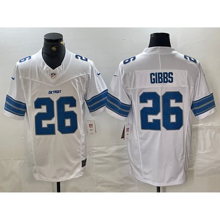 Detroit Lions Nike Road Game Jersey White #26 Jahmyr Gibbs Mens