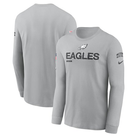 Men's Philadelphia Eagles Nike Gray 2024 Salute To Service Long Sleeve T-Shirt