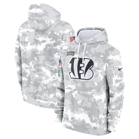 Youth Cincinnati Bengals Nike White/Gray 2024 Salute To Service Pullover Hoodie