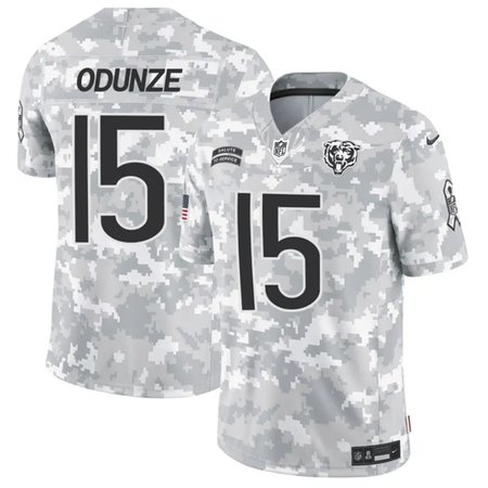 Men's Chicago Bears #15 Rome Odunze 2024 F.U.S.E Arctic Camo Salute to Service Limited Stitched Football Jersey