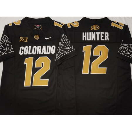 Men's Colorado Buffaloes Black #12 Hunter Stitched Jersey