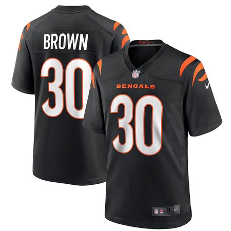 Men's Nike #30 Chase Brown Black Cincinnati Bengals Team Game Jersey