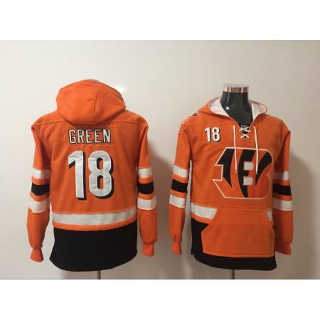 Men's Cincinnati Bengals #18 A.J. Green Orange All Stitched NFL Hoodie Sweatshirt