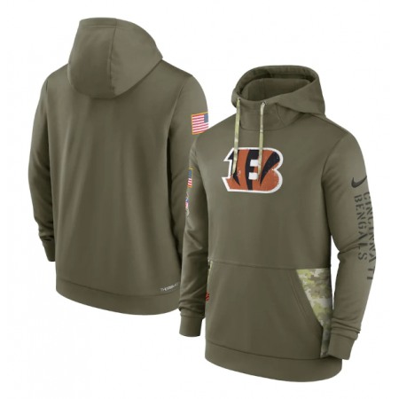 Men's Cincinnati Bengals 2022 Olive Salute to Service Therma Performance Pullover Hoodie