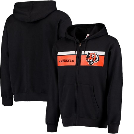 Men's Cincinnati Bengals Black Majestic Touchback Full-Zip NFL Hoodie