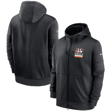 Men's Cincinnati Bengals Black Sideline Impact Lockup Performance Full-Zip Hoodie