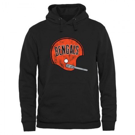 Men's Cincinnati Bengals Pro Line Black Throwback Logo Pullover Hoodie