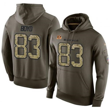 NFL Men's Nike Cincinnati Bengals #83 Tyler Boyd Stitched Green Olive Salute To Service KO Performance Hoodie