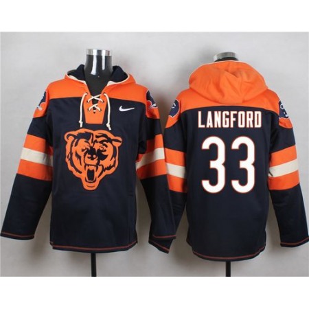 Nike Bears #33 Jeremy Langford Navy Blue Player Pullover NFL Hoodie