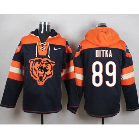 Nike Bears #89 Mike Ditka Navy Blue Player Pullover NFL Hoodie