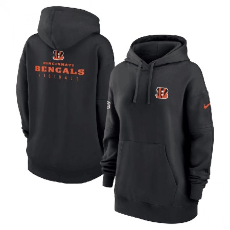 Women's Cincinnati Bengals Black Sideline Club Fleece Pullover Hoodie(Run Small)