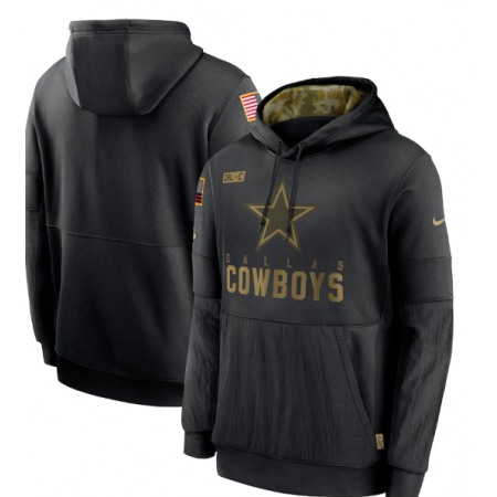 Men's Dallas Cowboys 2020 Black Salute to Service Sideline Performance Pullover Hoodie