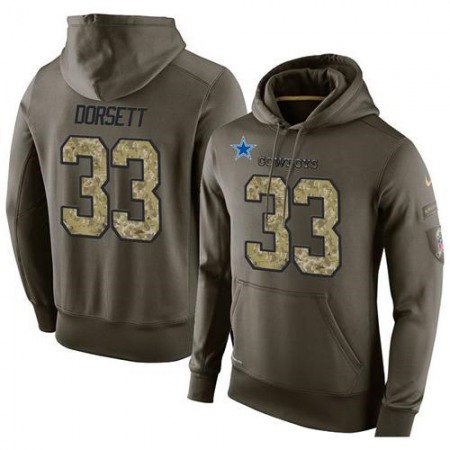 NFL Men's Nike Dallas Cowboys #33 Tony Dorsett Stitched Green Olive Salute To Service KO Performance Hoodie