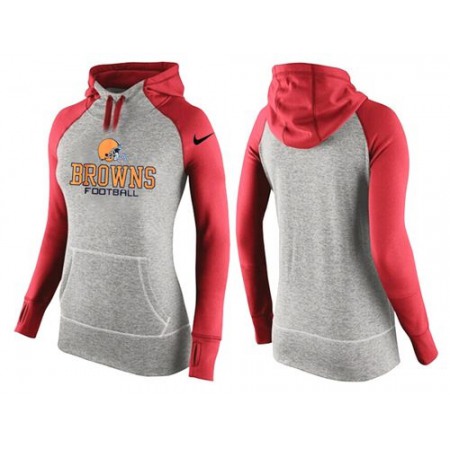 Women's Nike Cleveland Browns Performance Hoodie Grey & Red_1