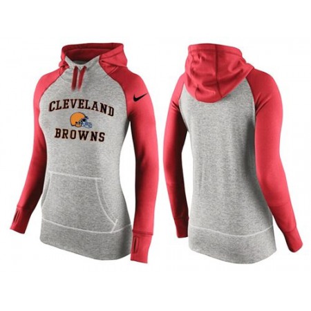 Women's Nike Cleveland Browns Performance Hoodie Grey & Red_2